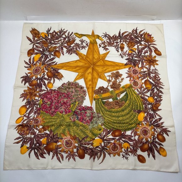 Hermes Accessories - Authentic Hermes scarf Carre 90 Cream Silk100%